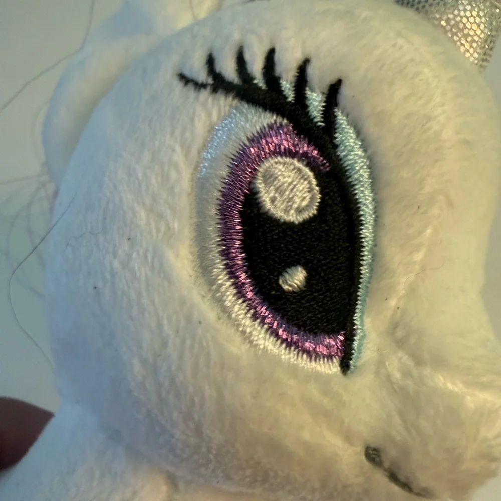Hasbro Plush Beanie Baby My Little Pony “Rarity” Unicorn Toy - White and Purple